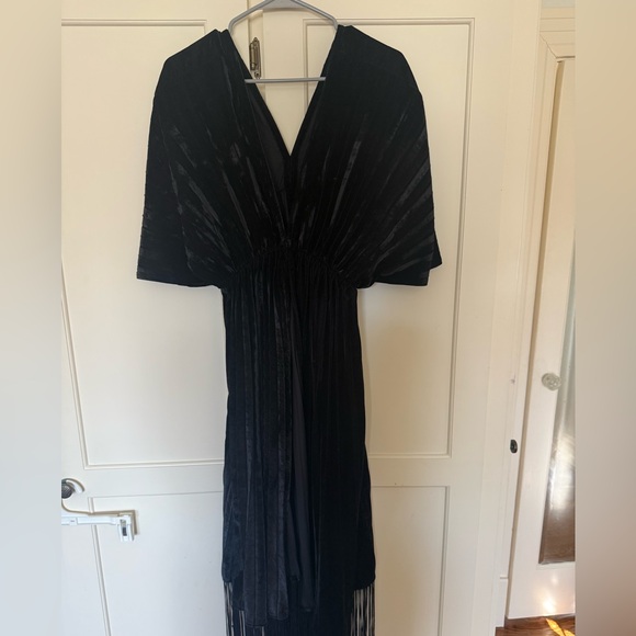 Anthropologie Black Fringe Midi Dress (OSFM) - Picture 2 of 5